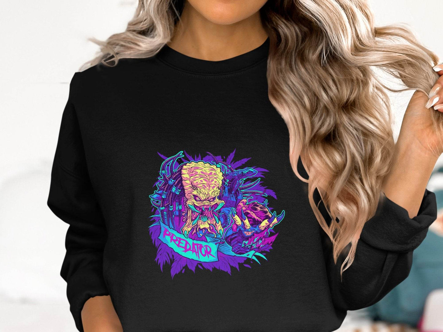 Predator Head With Leaves Awesome Graphic Design Sweater - Design & Vybe