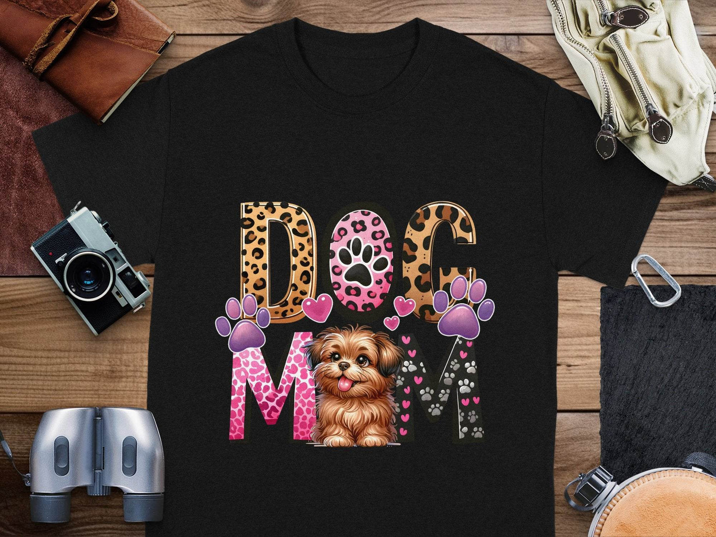 Dog Mom Cute Puppy Hearts Animal Print Design Graphic T-Shirt - Design & Vybe