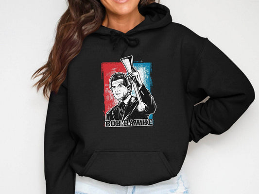 Iconic Bob Hawke Illustration Graphic Print Hoodie - Design & Vybe
