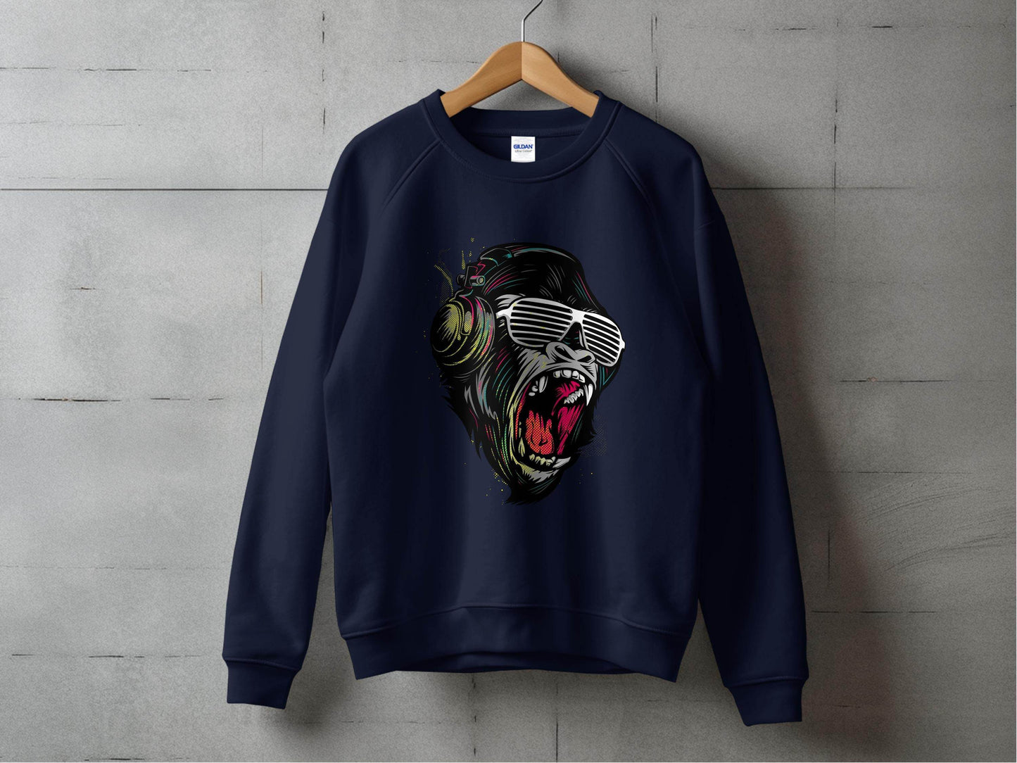 Funky Gorilla with Shades and Headphones Sweater - Design & Vybe