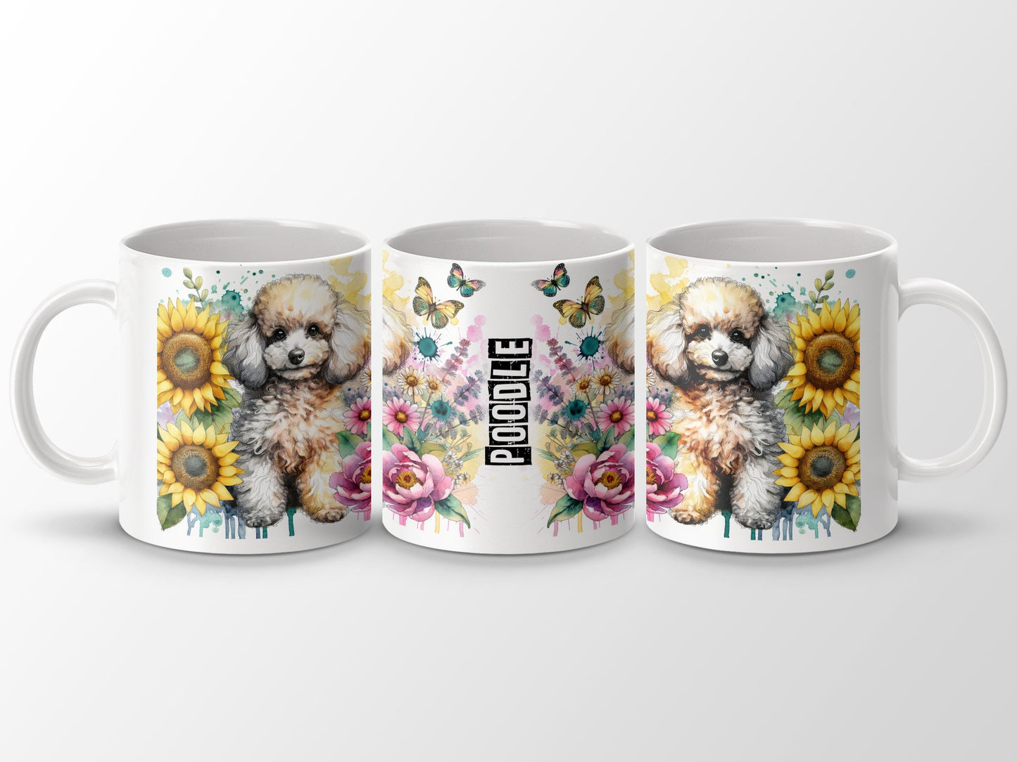 Cute Floral Poodle Mug Colorful Coffee Tea Cup product