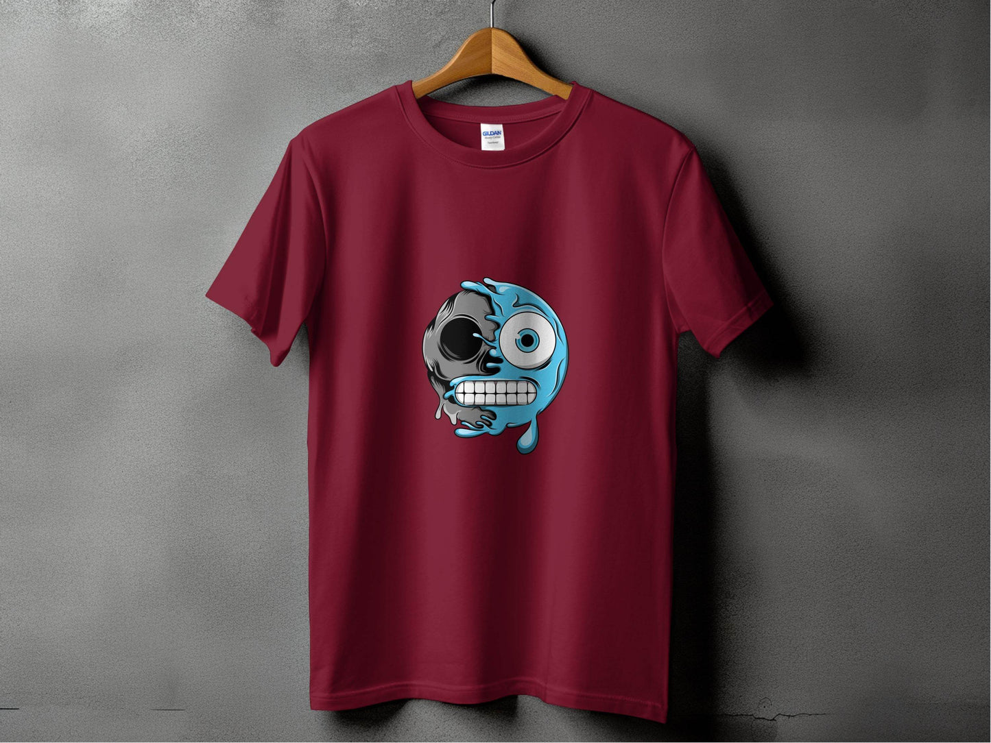 Half Skull Half Water Graphic Design Printed T-Shirt - Design & Vybe