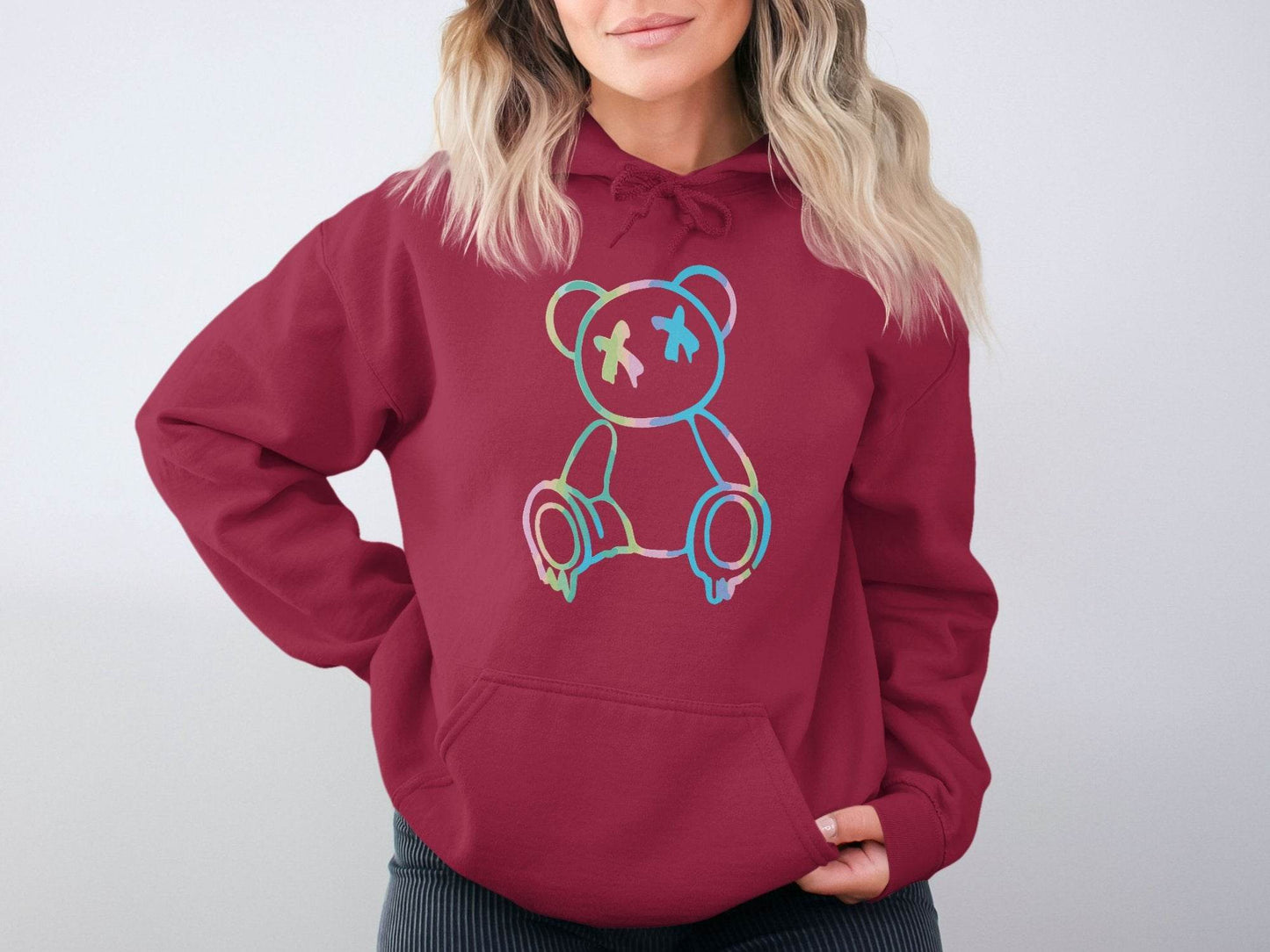 Colorful Abstract Bear Dead Eyes Graphic Design Hoodie - Design & Vybe