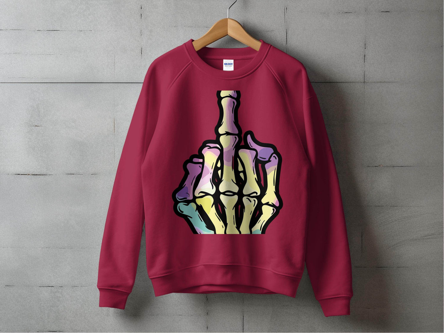 Colorful Skeleton Hand Gesture Graphic Sweater - Design & Vybe