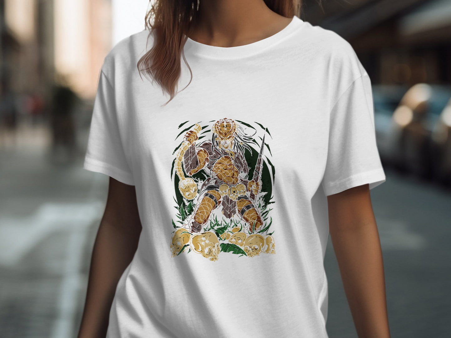 Fierce Warrior Skull Design Graphic T-Shirt product