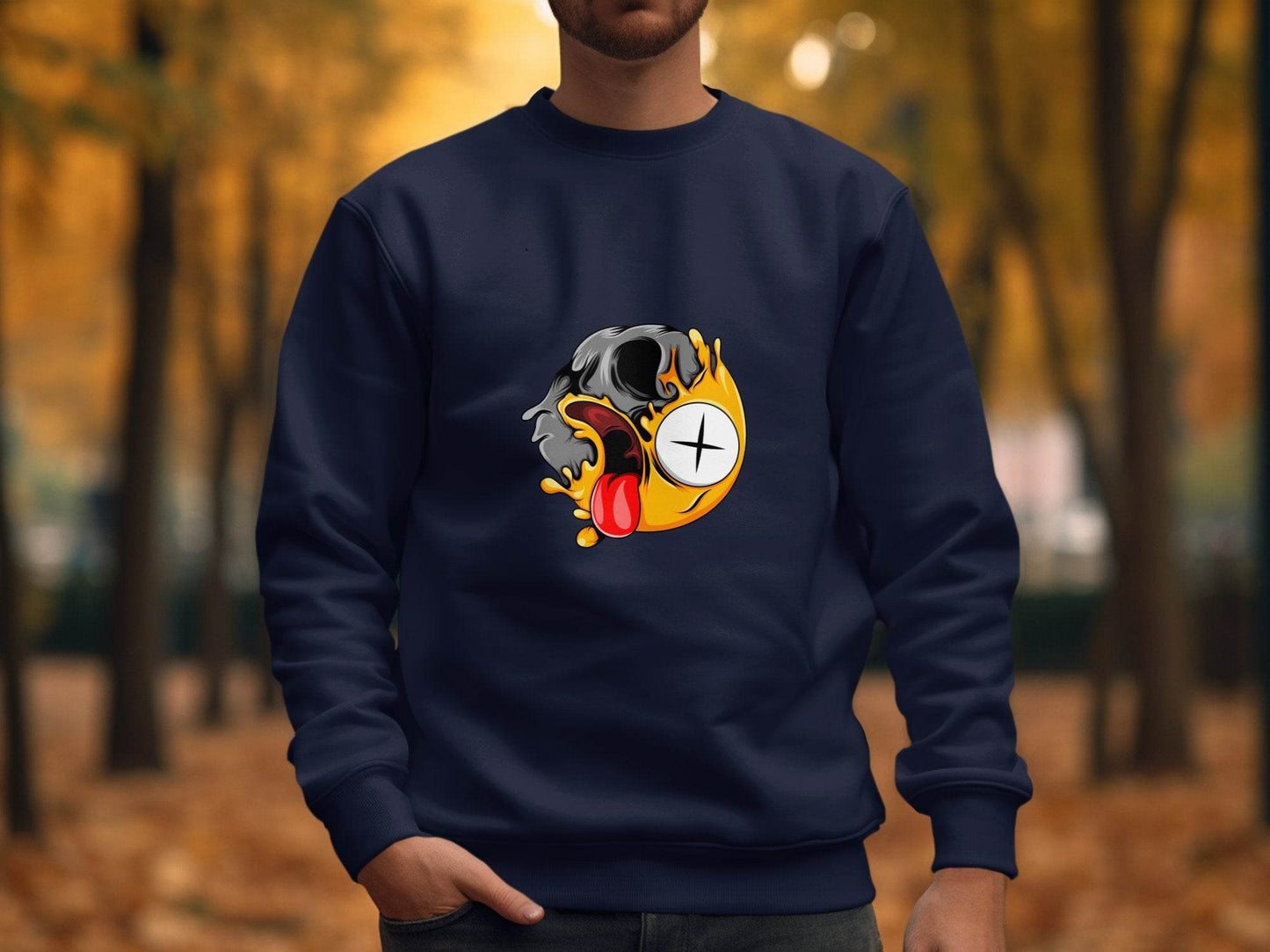 Skull Zombie Emoji Expression Creative Graphic Design Sweater - Design & Vybe