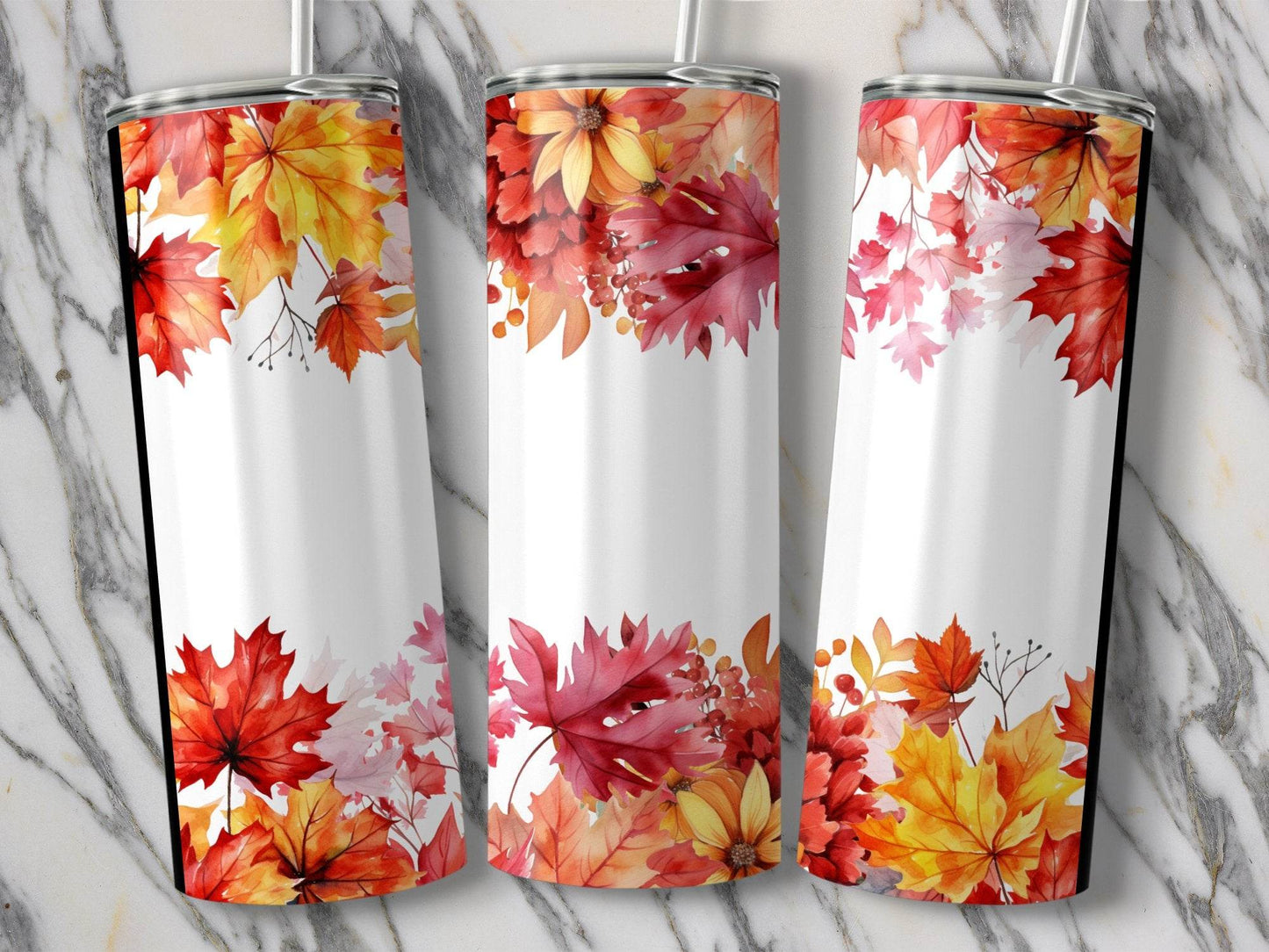 Autumn Leaves With Flowers Delightful Patterned Tumbler - Design & Vybe