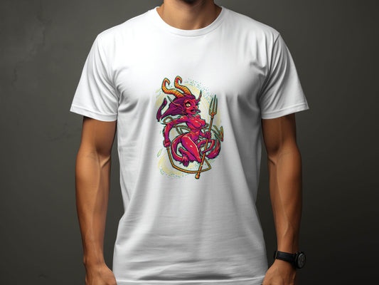 Fiery Temptress Devil Girl Art With A Pitchfork T-Shirt - Design & Vybe