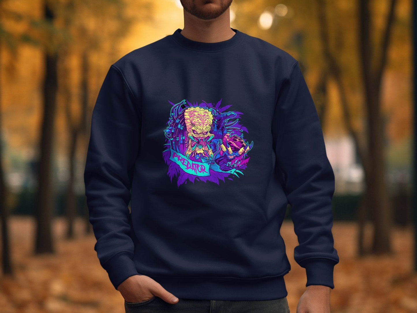 Predator Head With Leaves Awesome Graphic Design Sweater - Design & Vybe