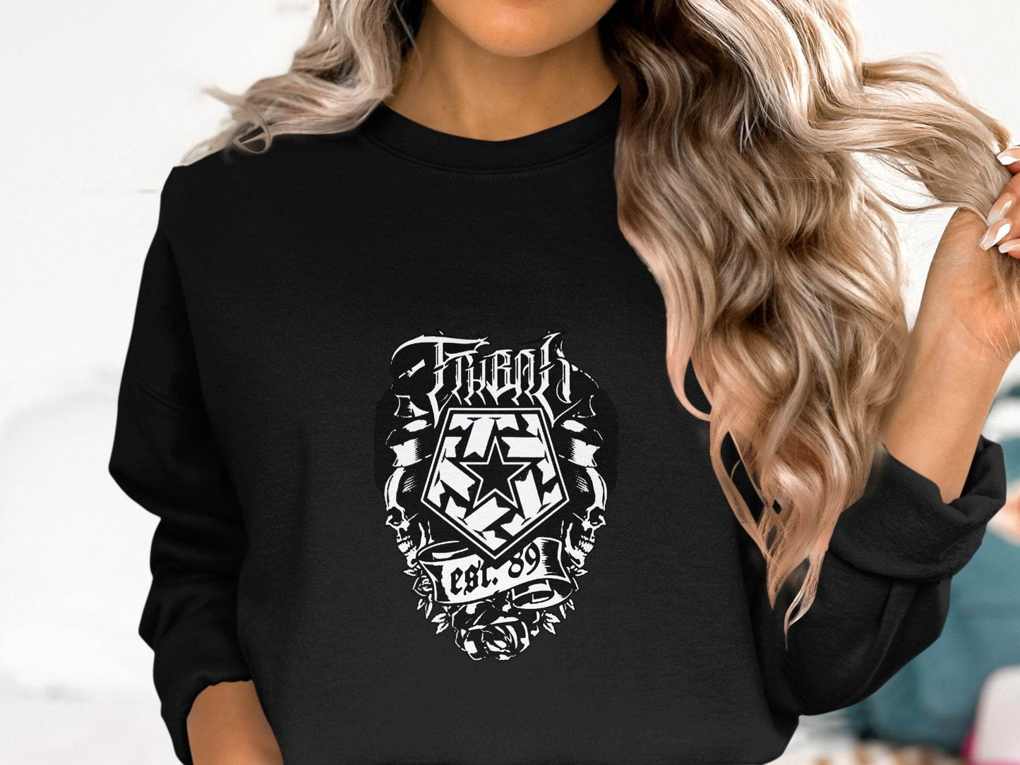 Threat Skull Graphic Established 89 Inspired Design Sweater - Design & Vybe