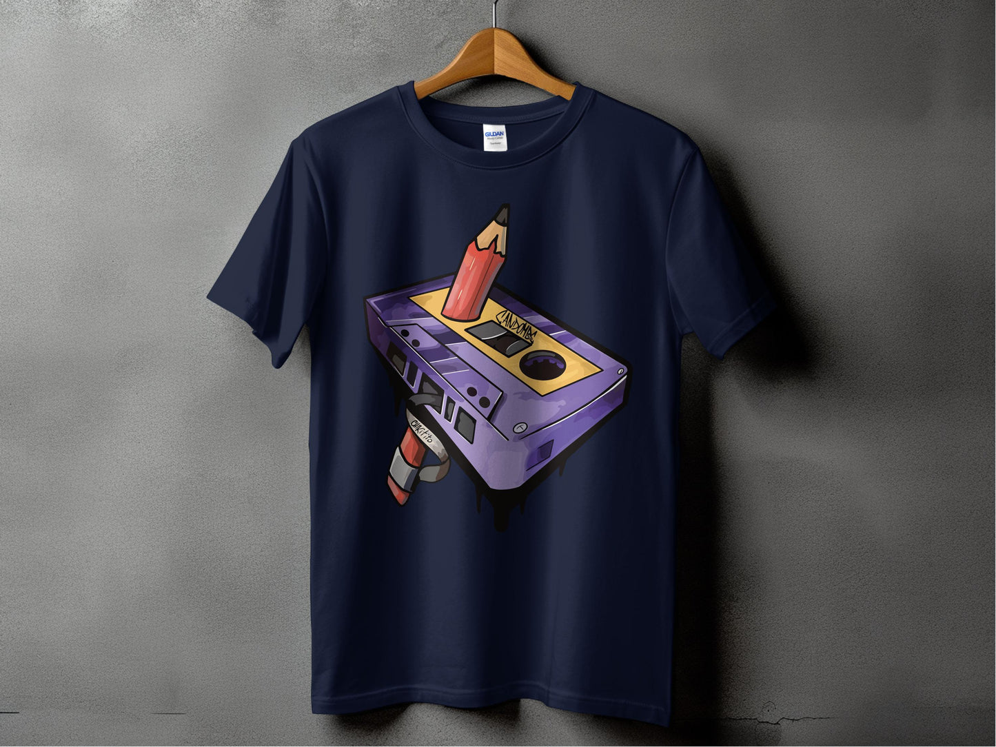 Retro Cassette Pencil Graphic Tee Shirt product type