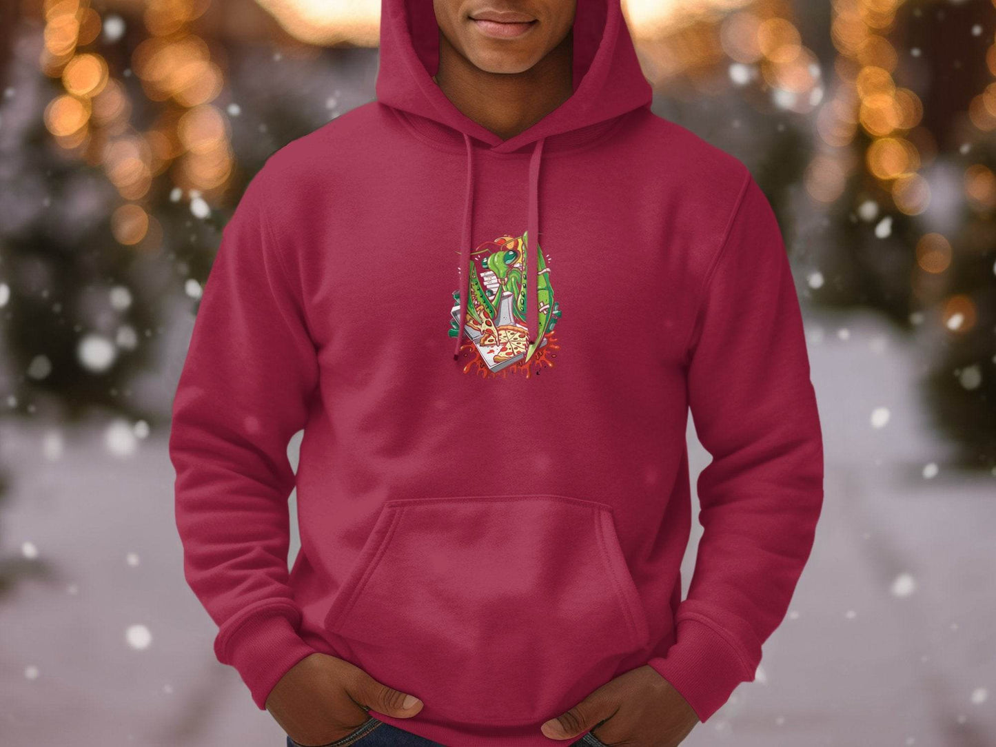 Praying Mantis Enjoying Pizza With Some Drinks Hoodie - Design & Vybe