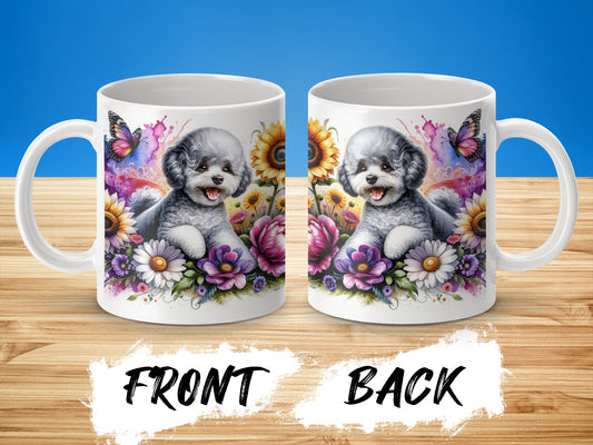 Cute Puppy and Flowers Design Coffee Mug product type