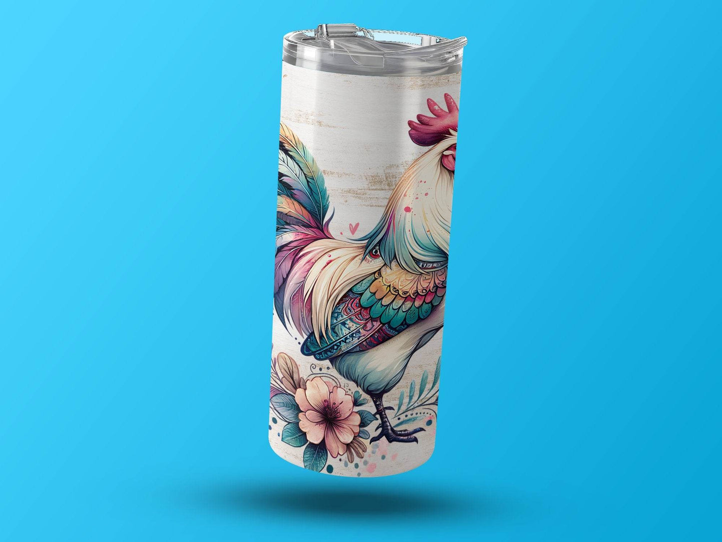 Artistic Rooster Floral Accented Design Great for Spring Tumbler - Design & Vybe