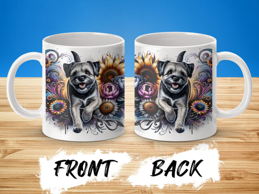 Cute Pug with Floral Design Coffee Mug Product