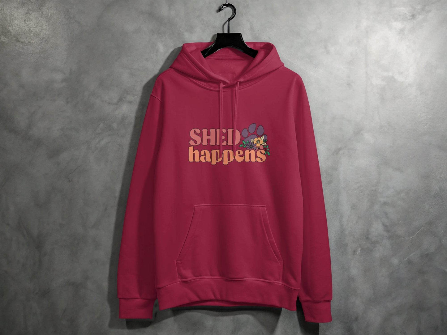 Shed Happens Dog Paw with Flowers Funny Dog Lover Hoodie - Design & Vybe