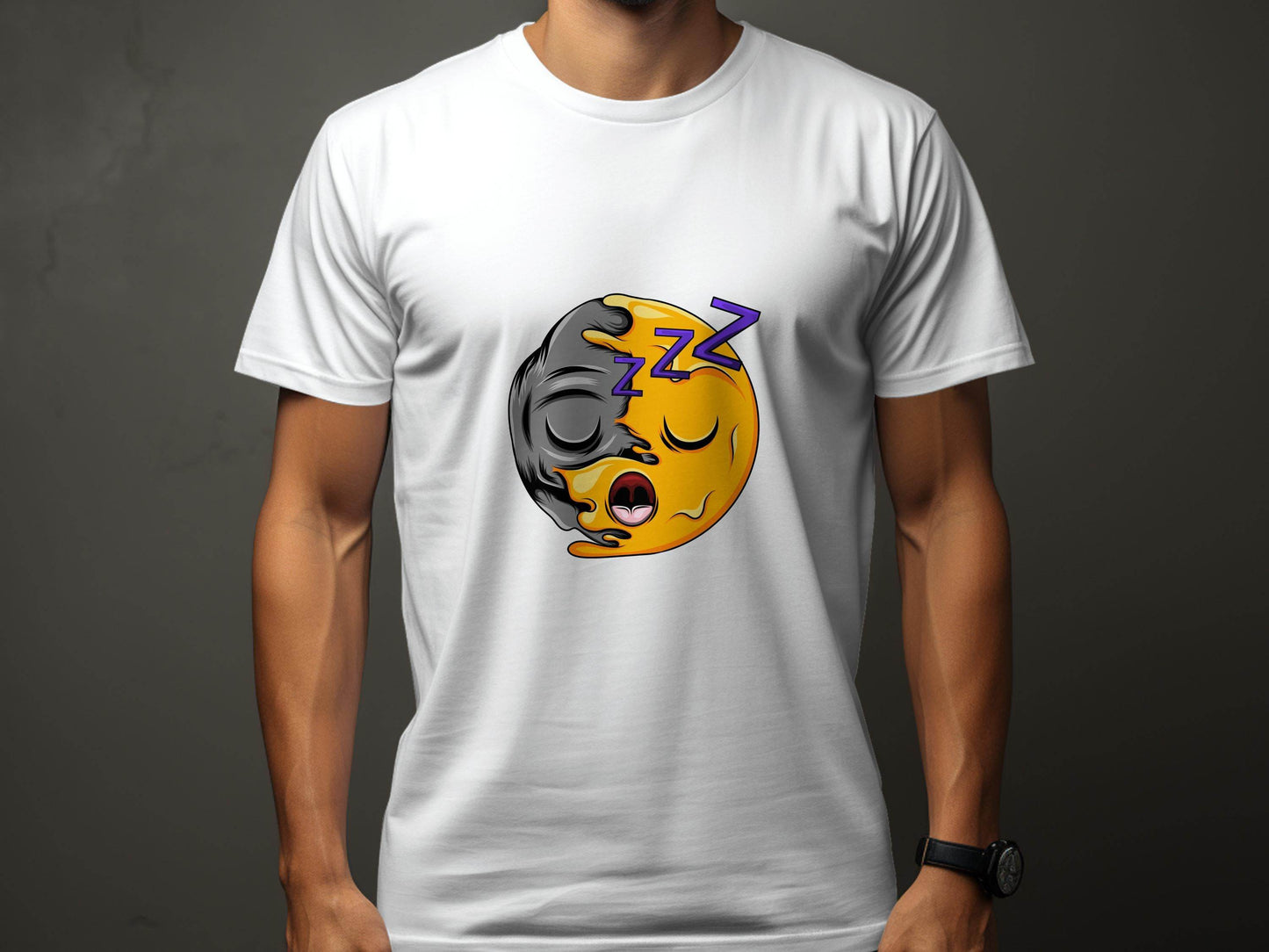 Tired Cartoon Character with Snoozing ZZZ Symbols T-Shirt - Design & Vybe