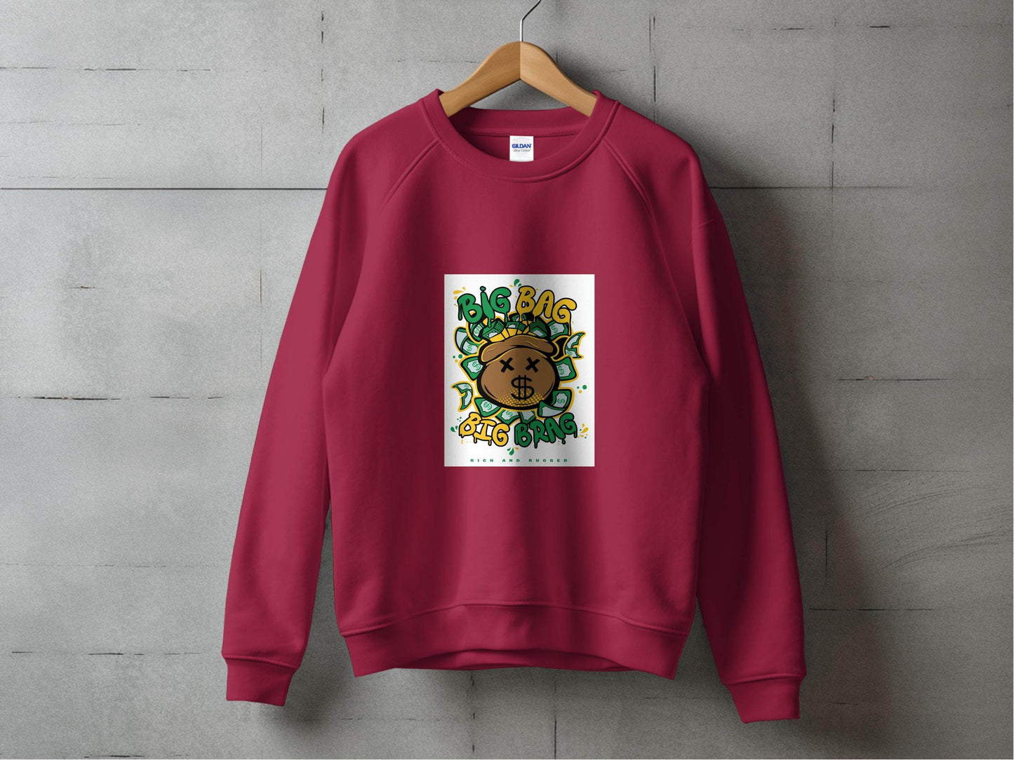 Big Bag and Big Brag Rich and Rugged Design Sweater - Design & Vybe