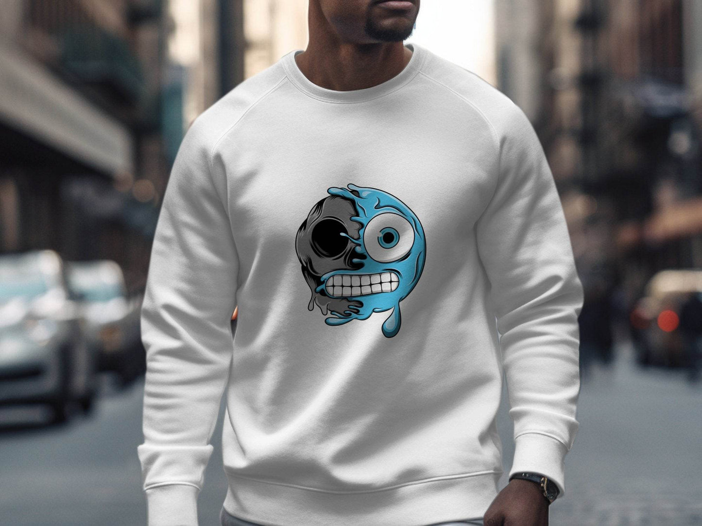 Half Skull Half Water Graphic Design Printed Sweater - Design & Vybe