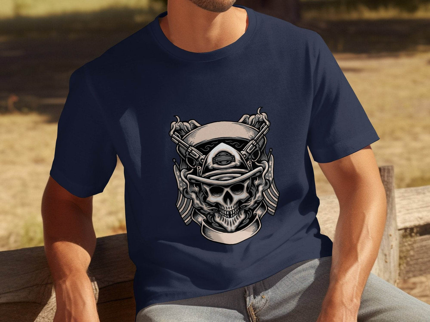 Skull with Guns and Flags Graphic T-Shirt - Design & Vybe