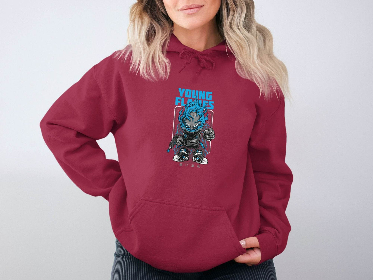 Young Flames Cartoon Style Monster Character Graphic Hoodie - Design & Vybe