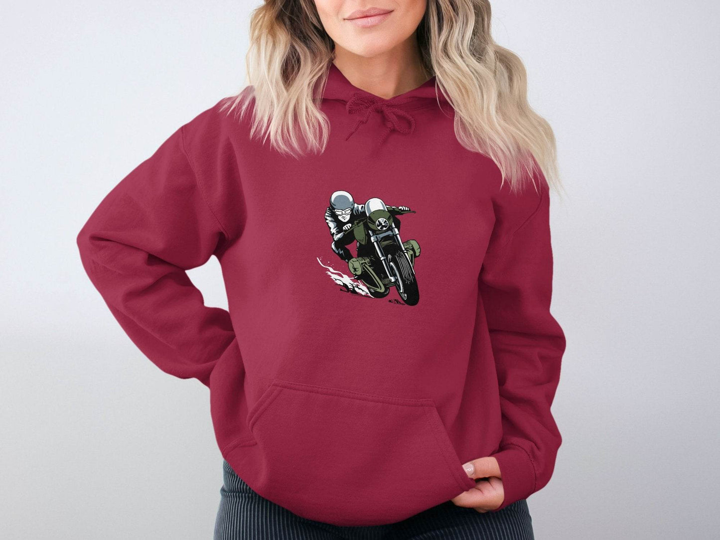 Vintage Motorcycle Rider Illustration Racing Style Hoodie - Design & Vybe