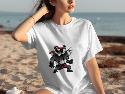 Fierce Martial Arts Panda Printed T-Shirt - Design & Vybe
