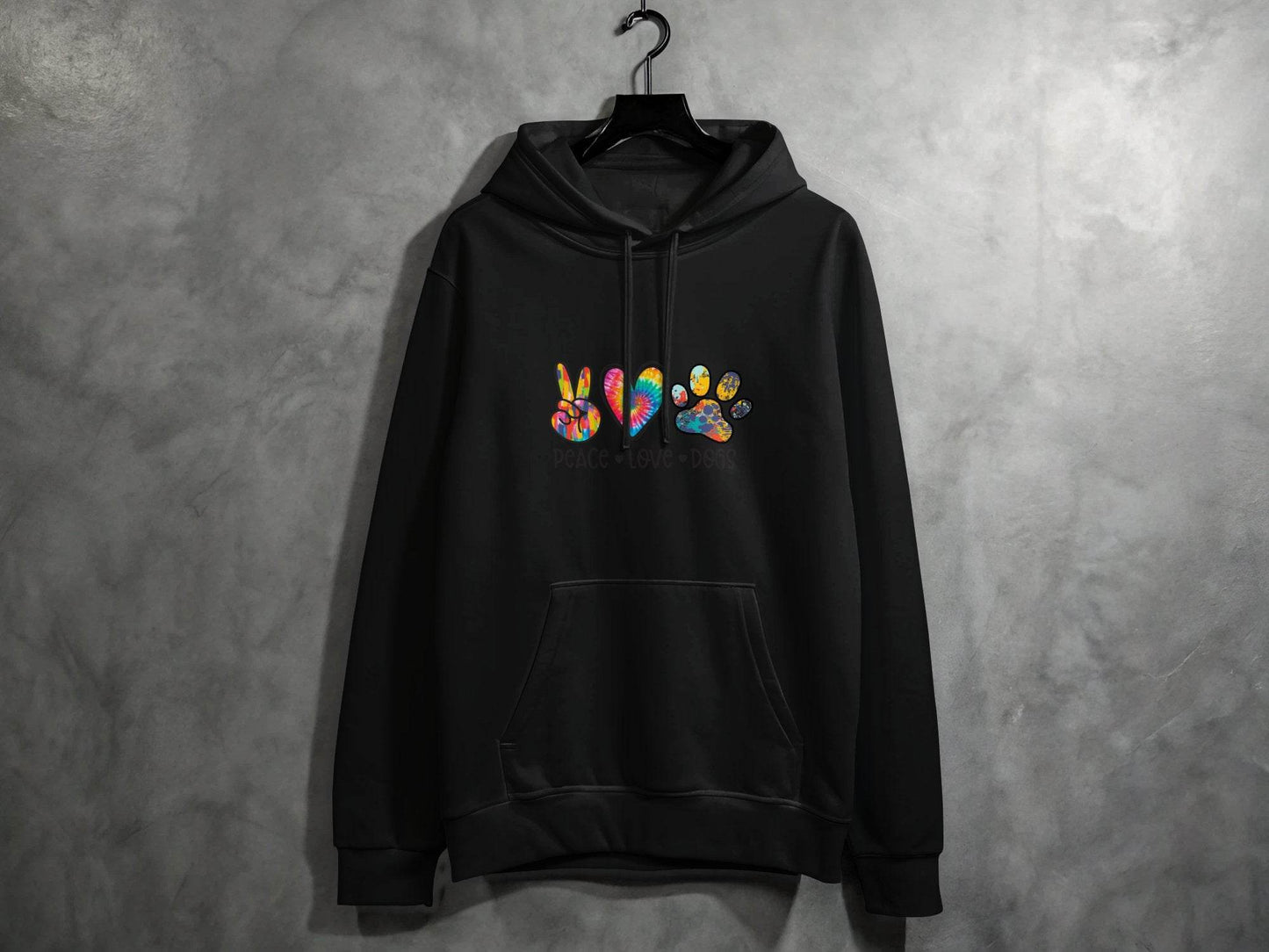 Peace Love Dogs Colorful Design Graphic Animal Lover Hoodie - Design & Vybe