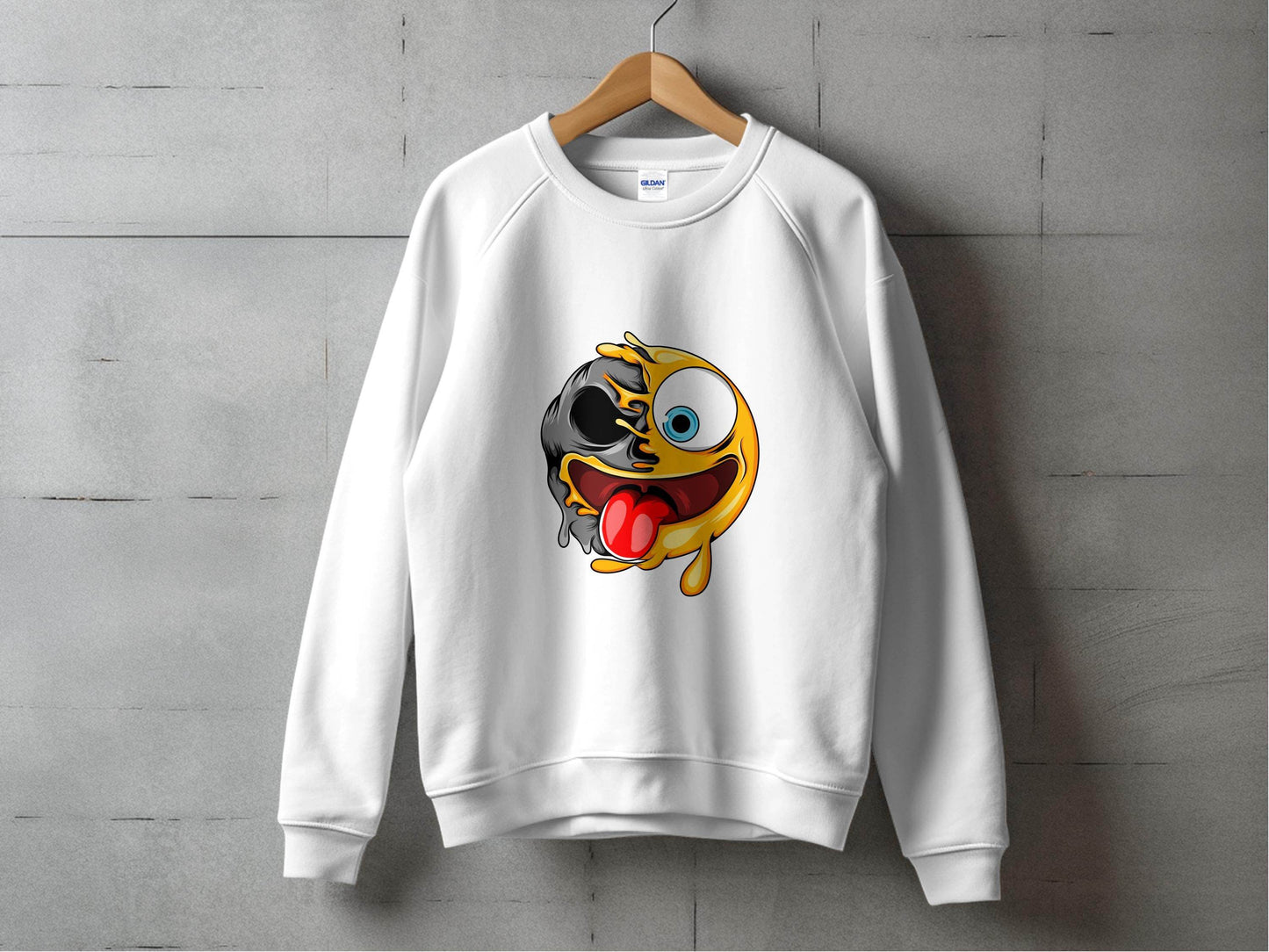 Skull And Emoji Face Combination Funky Design Sweater - Design & Vybe
