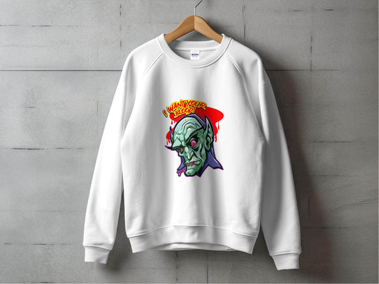 I Want Your Blood Vampire Head Horror Graphic Sweater - Design & Vybe