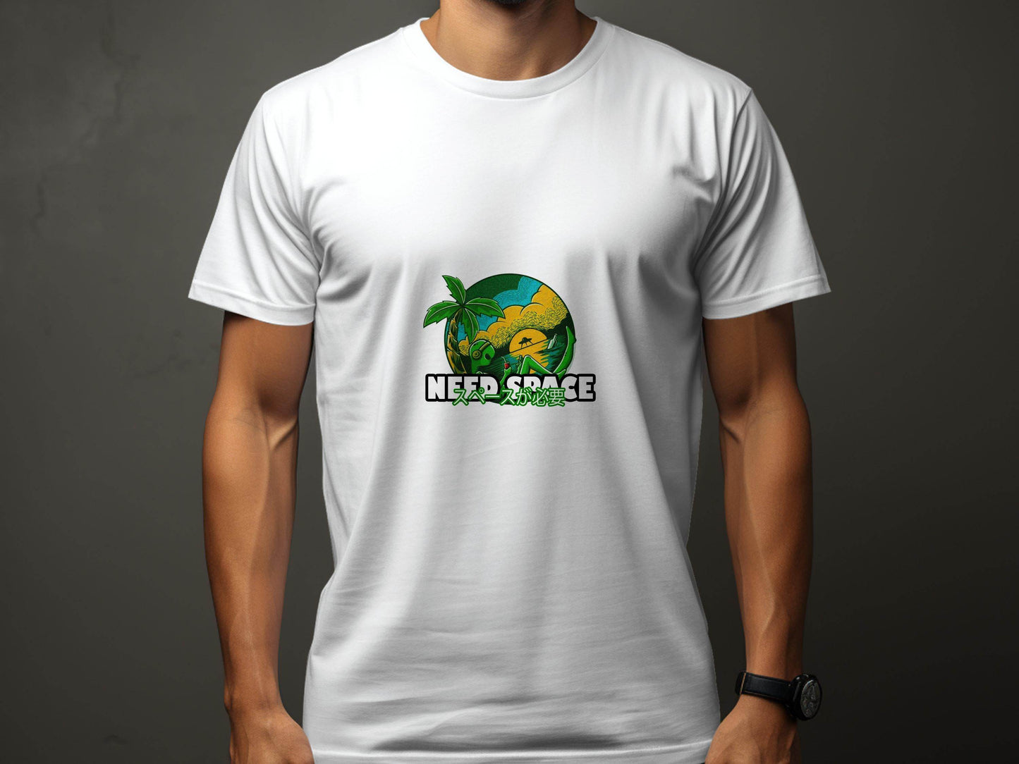 Need Space with Lazy Alien Japanese Text Graphic T-Shirt - Design & Vybe