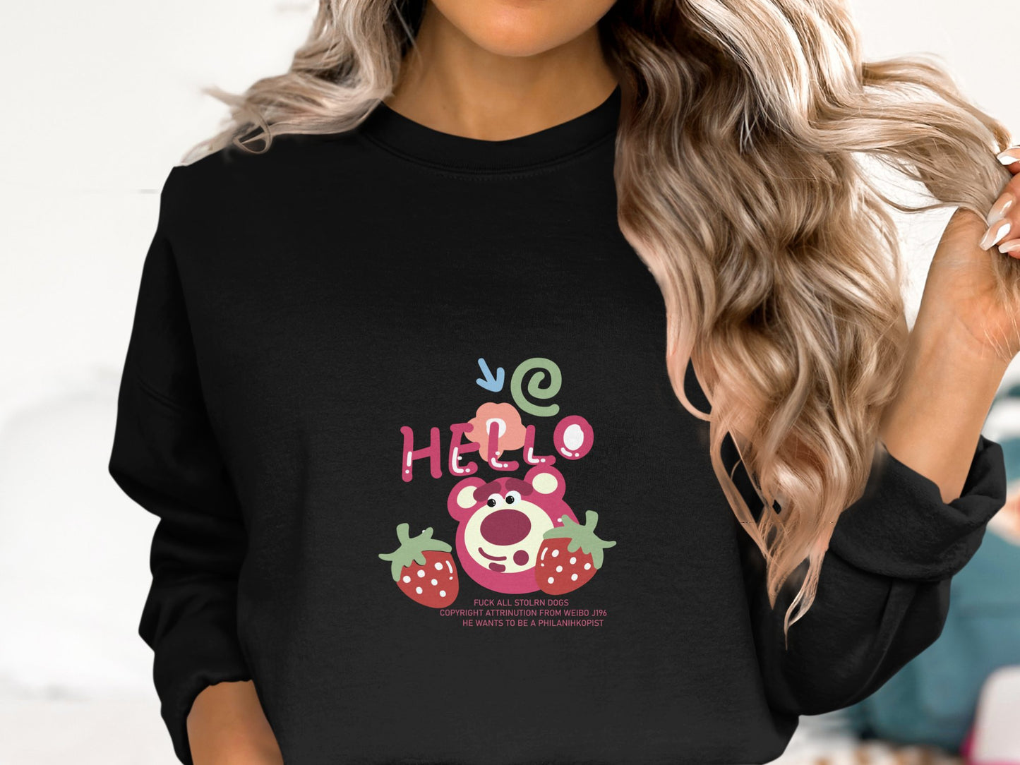 Hello Bear Graphic Print Long Sleeve Shirt product