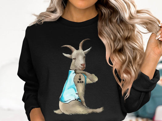 I Love Dad Print Quirky Goat Design Sweater - Design & Vybe