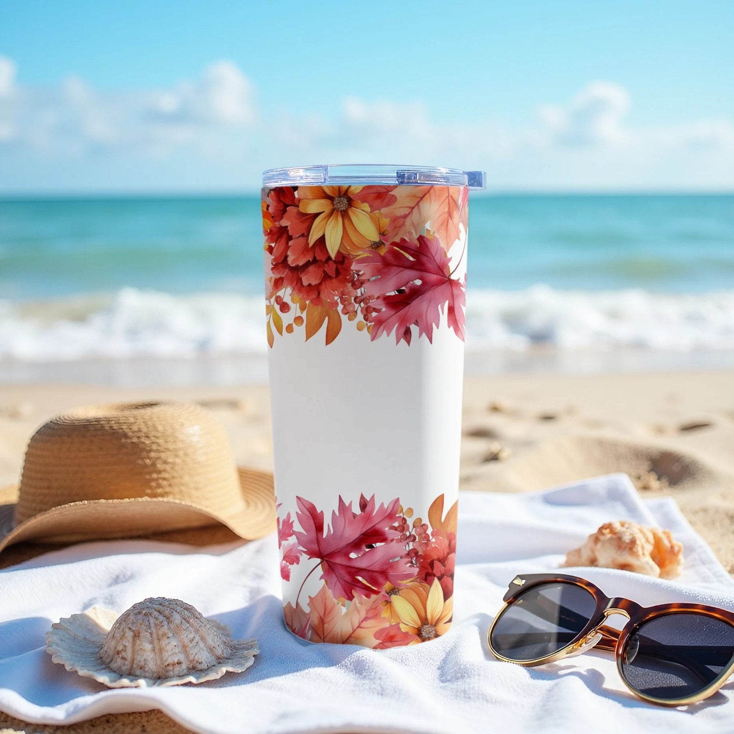 Autumn Leaves With Flowers Delightful Patterned Tumbler - Design & Vybe