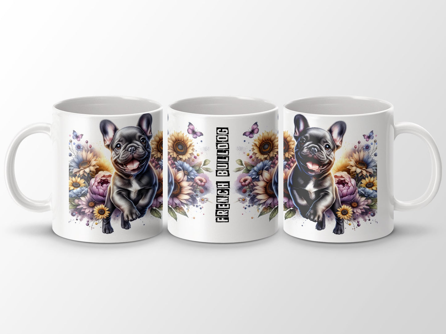 Adorable French Bulldog With Flowers Mug product type