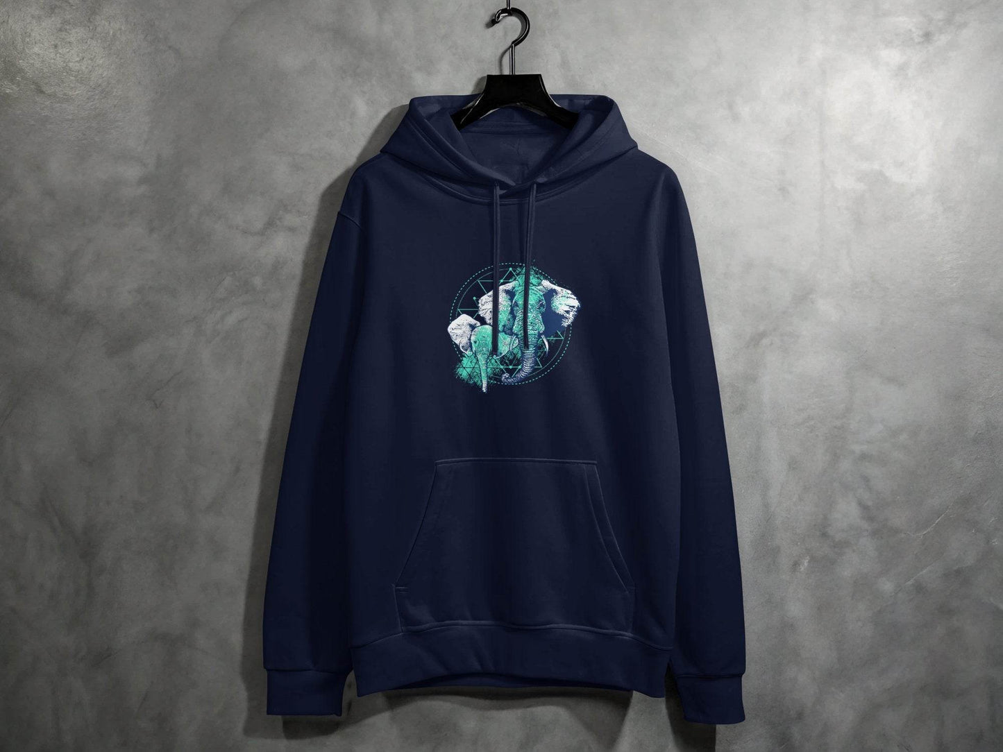 Stunning Elephant Graphic Blue Nature Design Hoodie - Design & Vybe