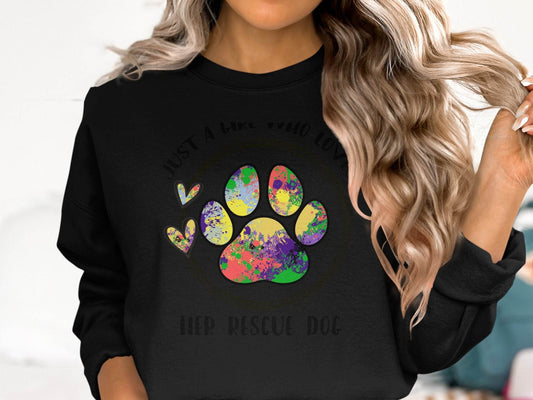 Just a Girl Who Loves Her Rescue Dog Paw Print Sweater - Design & Vybe