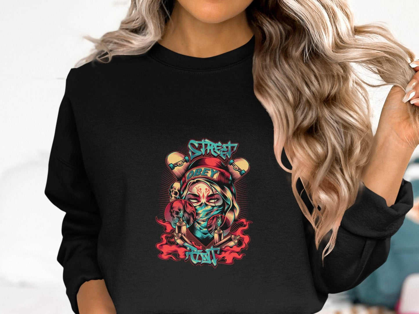 Street Art Graffiti Obey Slogan With Skulls Sweater - Design & Vybe