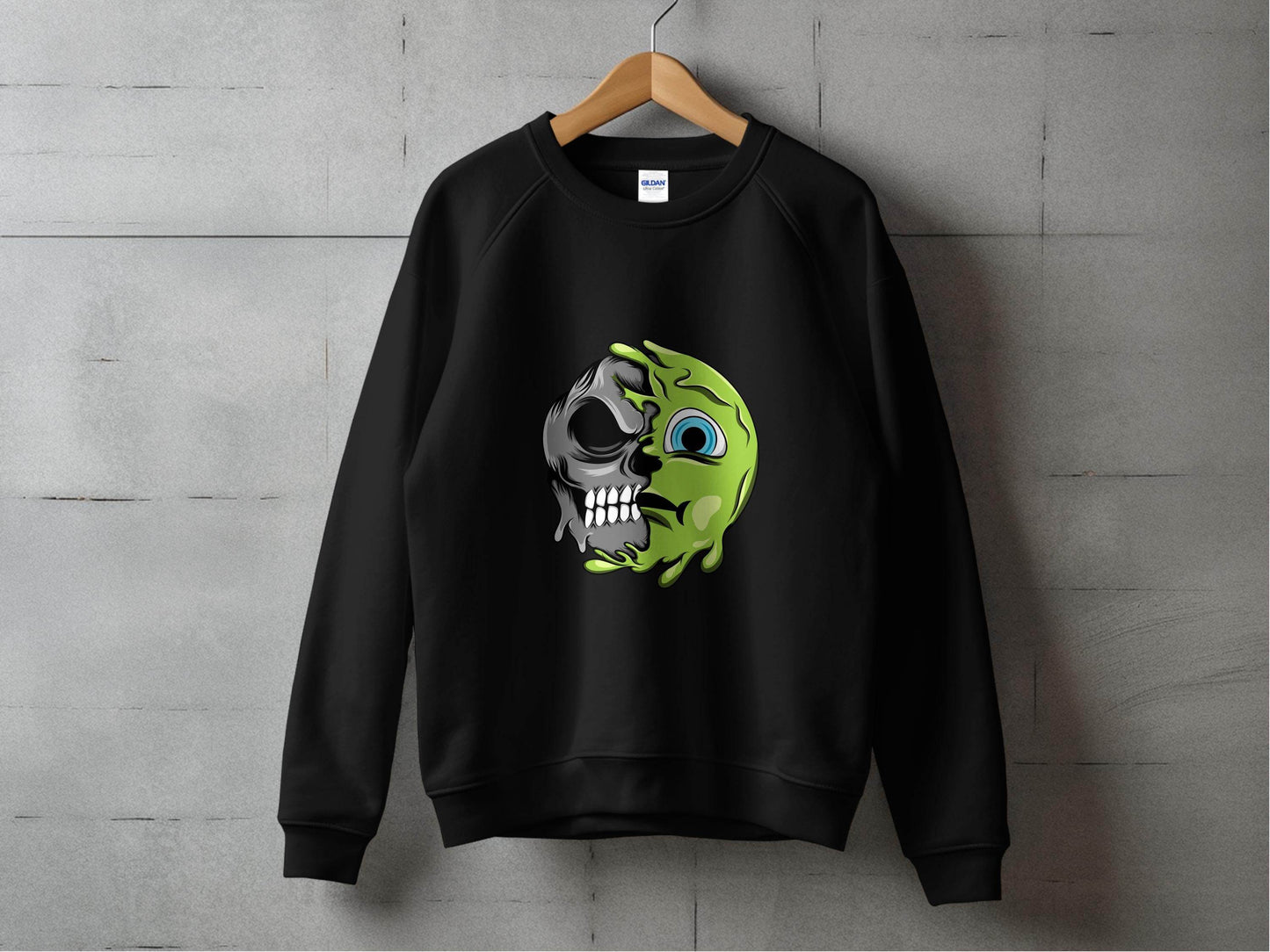 Half Skull Half Slime Design For All New Sweater - Design & Vybe