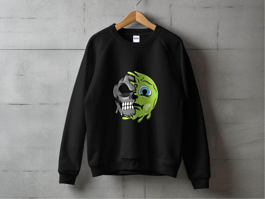 Half Skull Half Slime Design For All New Sweater - Design & Vybe