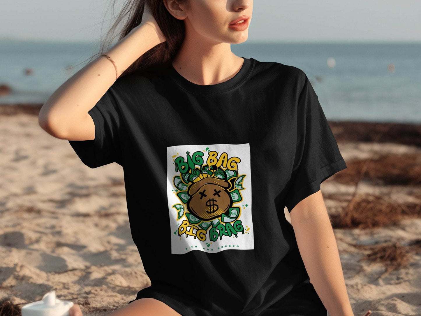 Big Bag and Big Brag Rich and Rugged Design T-Shirt - Design & Vybe