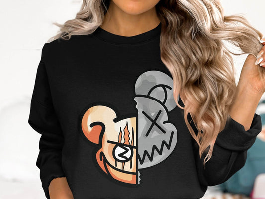 Unique Graphic Half Bear Design Trendy Casual Sweater - Design & Vybe