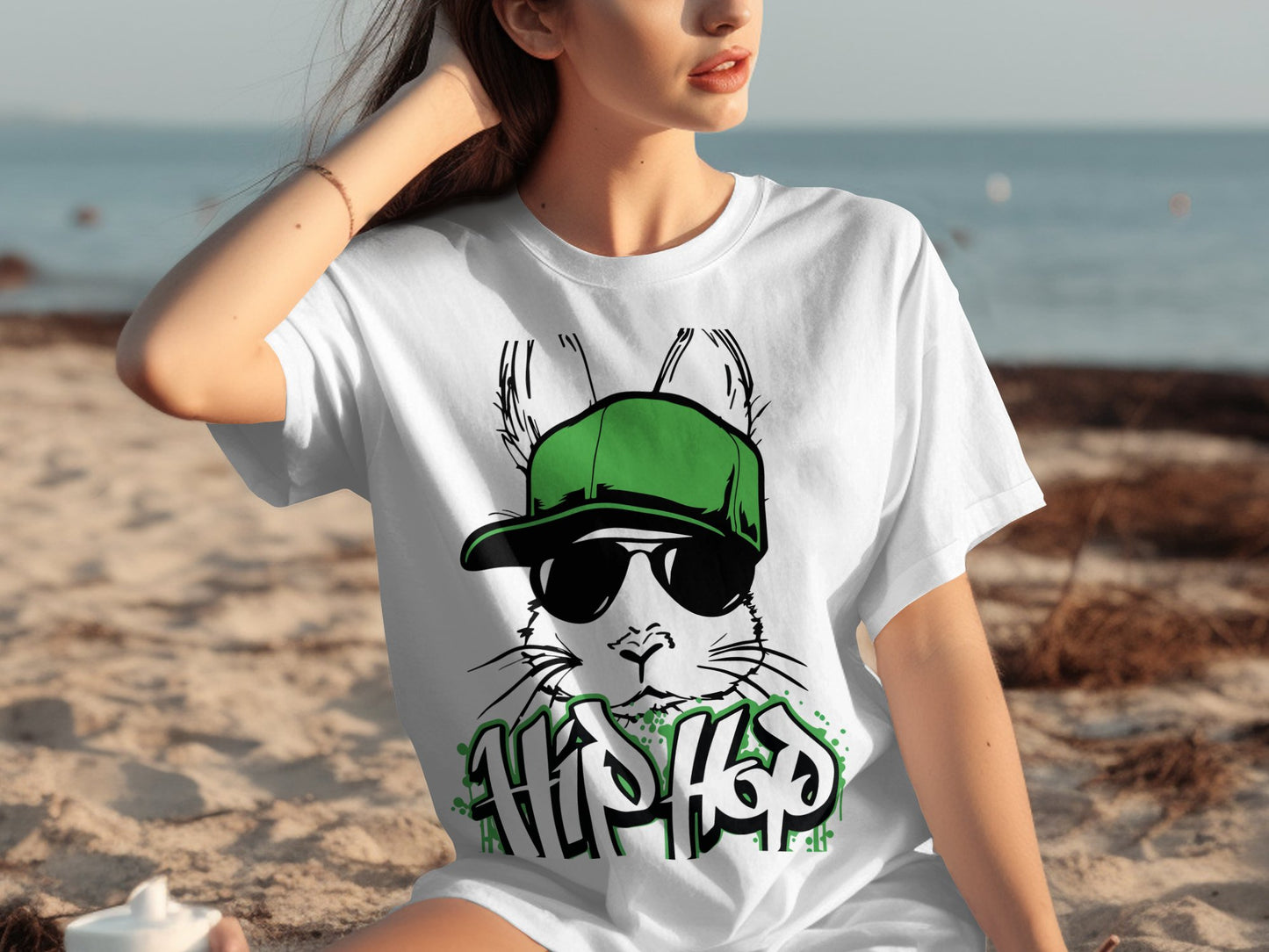 Hip Hop Cool Bunny Print Tee beachwear product type