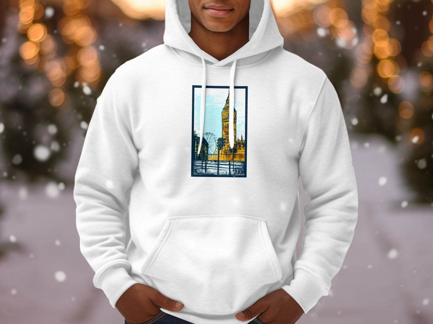 Iconic Big Ben and London Eye Graphic Hoodie - Design & Vybe