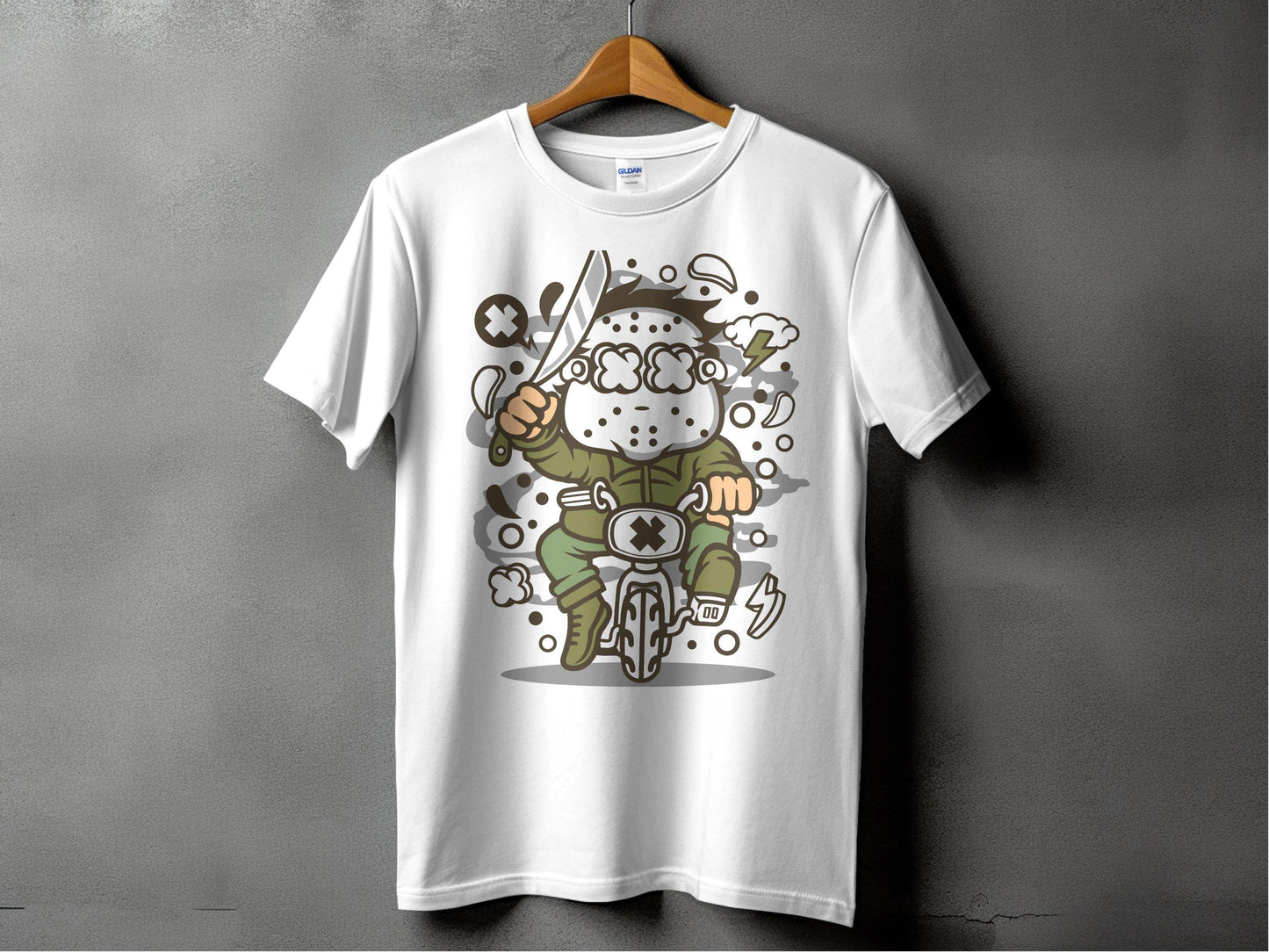 Cartoon Character on Tricycle Illustration Graphic T-Shirt - Design & Vybe