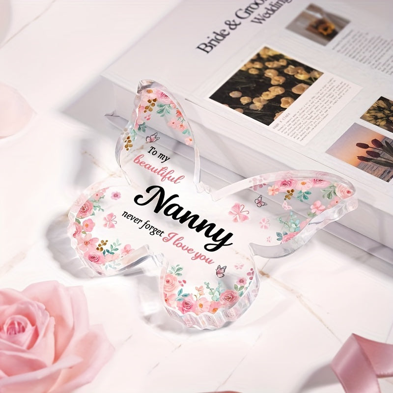 Best Nanny Birthday Beautiful Butterfly Acrylic Plaque