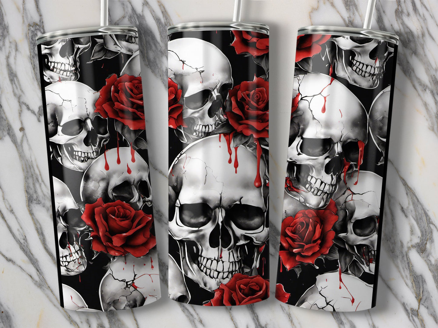 Skull and Red Rose Design Tumbler product type