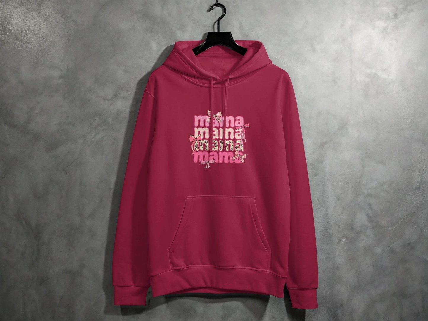 Mama Repeated With Bows Pink Themed Artwork Hoodie - Design & Vybe