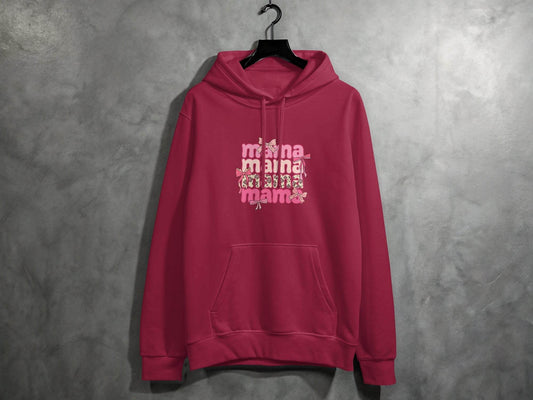 Mama Repeated With Bows Pink Themed Artwork Hoodie - Design & Vybe