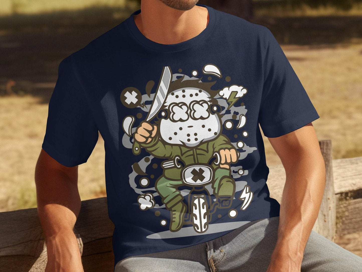 Cartoon Character on Tricycle Illustration Graphic T-Shirt - Design & Vybe